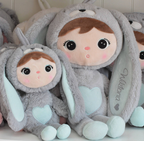 Szaro/Miętowy Królik 30cm Metoo