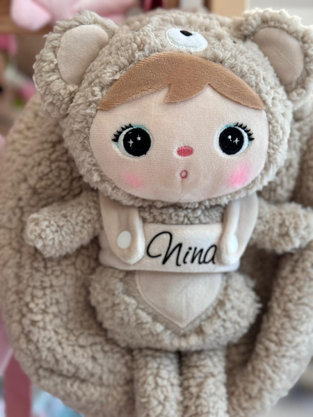 Plecak Metoo z wyjmowanym pluszakiem - Beżowy Miś 