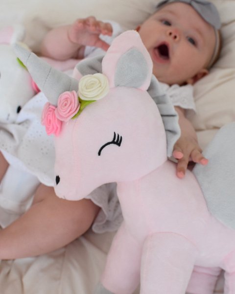 Pluszowy Jednorożec z wianuszkiem rozmiar L- Różowy