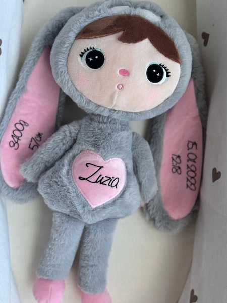 Szaro/Różowy Królik 50cm Metoo