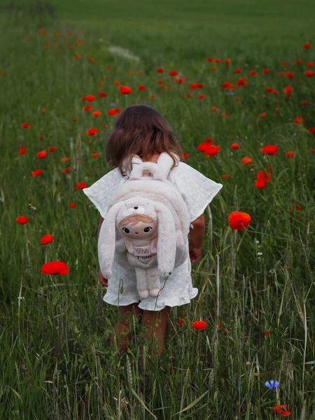 Plecak Królik jasno beżowy z wyjmowanym pluszakiem Metoo