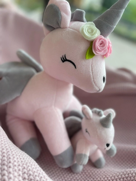 Pluszowy Jednorożec z wianuszkiem rozmiar L- Różowy