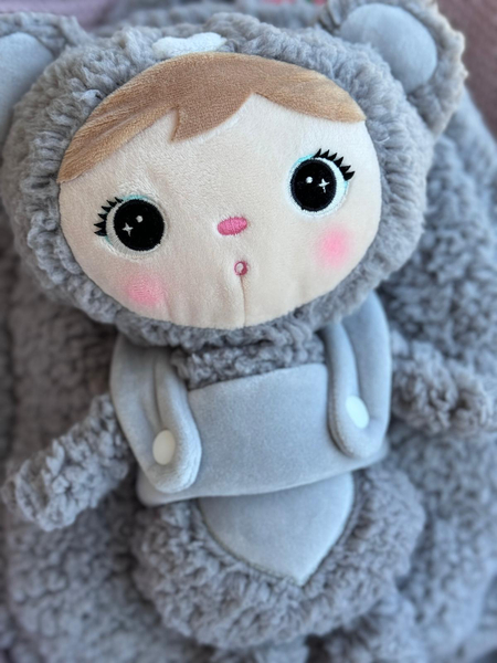 Plecak Metoo z wyjmowanym pluszakiem - Szary Miś