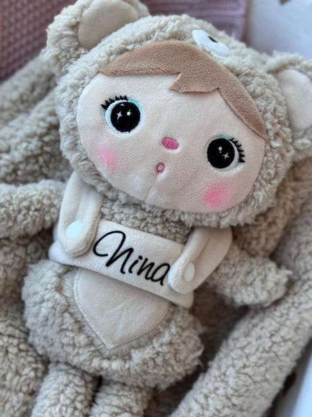 Plecak Metoo z wyjmowanym pluszakiem - Beżowy Miś 