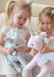 Pluszowy Jednorożec rozmiar M- Szaro/miętowy