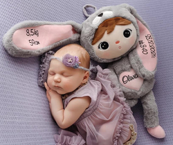 Szaro/Różowy Królik 50cm Metoo