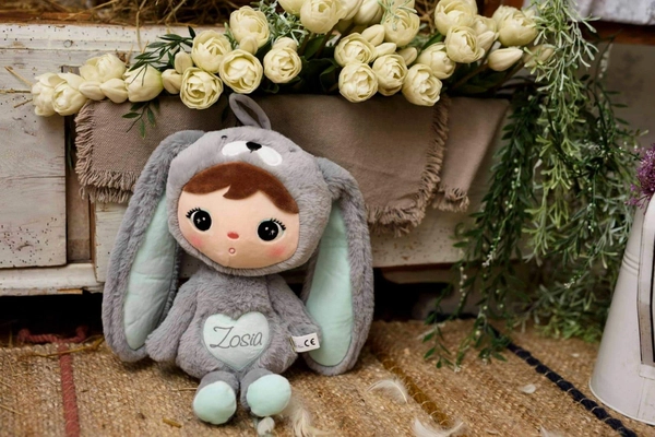 Szaro/Miętowy Królik 50cm Metoo