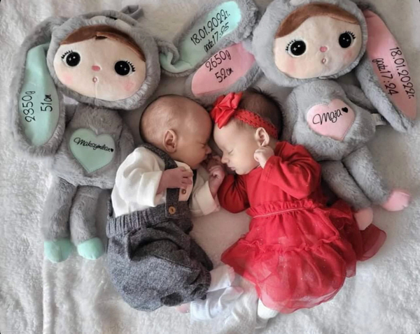 Szaro/Miętowy Królik 50cm Metoo