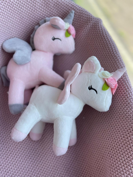 Pluszowy Jednorożec z wianuszkiem rozmiar M- Biały