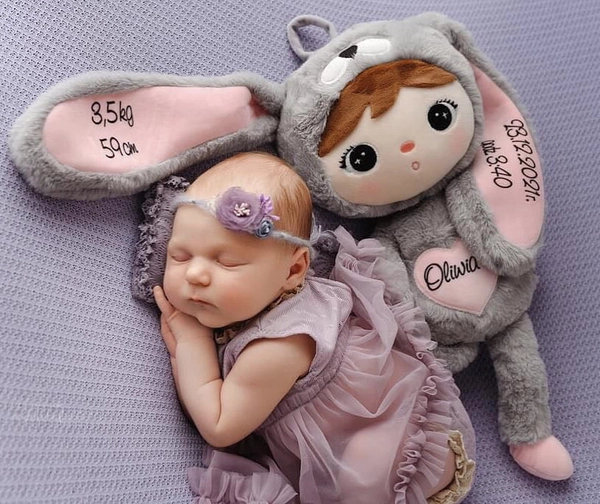 Szaro/Różowy Królik 50cm Metoo