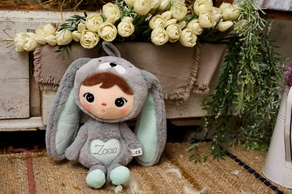 Szaro/Miętowy Królik 50cm Metoo