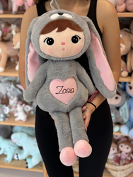 Szaro/różowy Królik 70cm Metoo