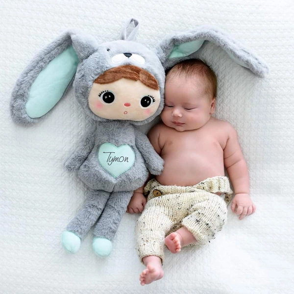 Szaro/Miętowy Królik 50cm Metoo