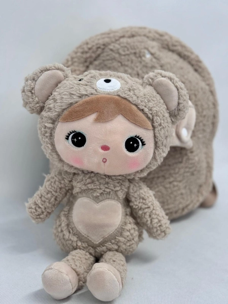 Plecak Metoo z wyjmowanym pluszakiem - Beżowy Miś