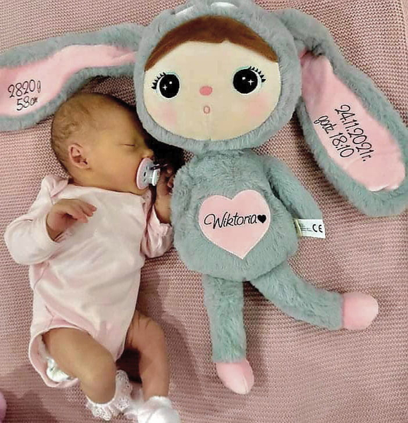 Szaro/Różowy Królik 50cm Metoo