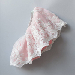 Tiulowa spódniczka z koronką - Róż - ubranko dla lalki